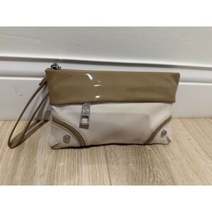 Simply Vera Vera Wang Two Tone Canvas & Patent Foldover Wristlet Clutch